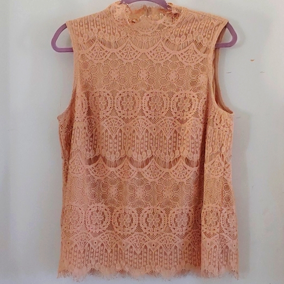 Cato Tops - Nude/Peach colored lace top